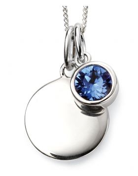 Silver Birthstone Engravable Pendant GK