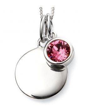 Silver Birthstone Engravable Pendant