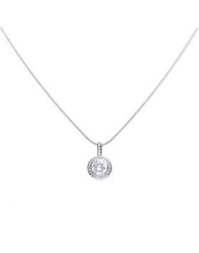 Diamonfire Zirconia Round Pavé Halo Pendant P4618