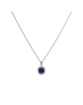 Diamonfire Blue Sapphire Coloured Zirconia Pendant P4658