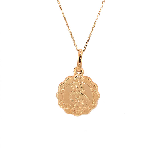 9ct Yellow Gold Small St Christopher Medal & Chain GP768