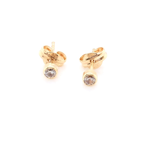 9ct Gold 3mm CZ Rubover Stud Earrings 132311