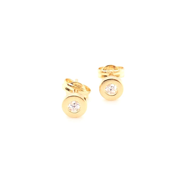 9ct Gold CZ Rubover Stud Earrings
