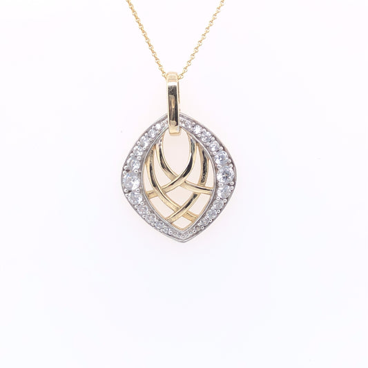 9ct Gold Pavé CZ Crossover Pendant