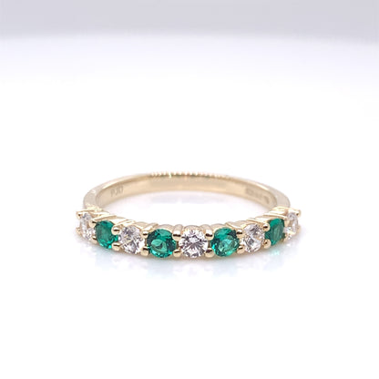 9ct Gold Created Emerald & CZ Eternity Ring GRE141