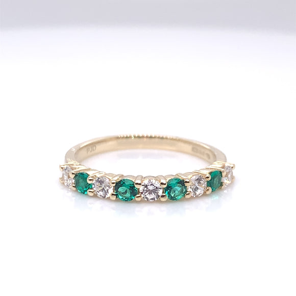 9ct Gold Created Emerald & CZ Eternity Ring GRE127