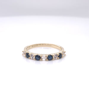 9ct Gold Created Sapphire & CZ Eternity Ring