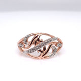 9ct Rose Gold Diamond Swirl Ring