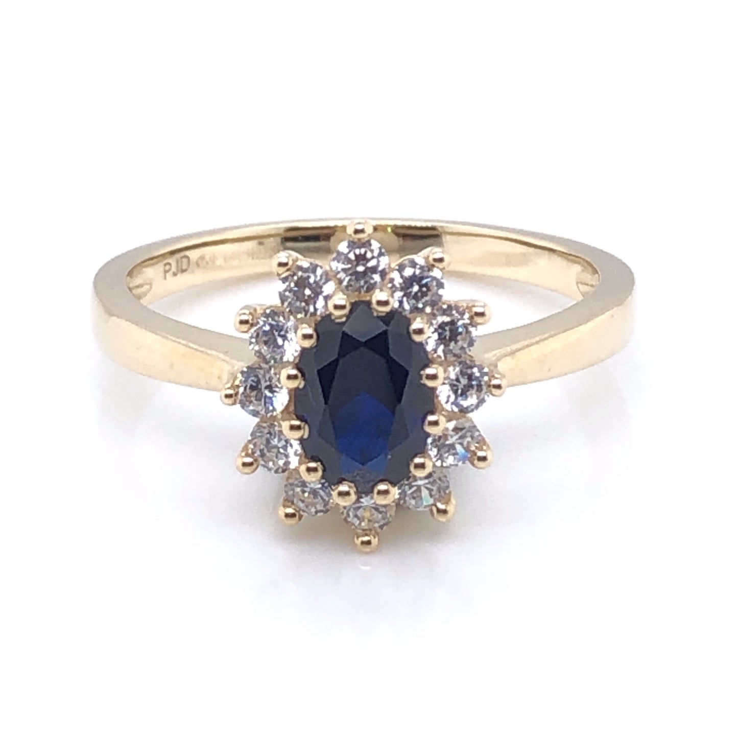 9ct Gold Created Sapphire & CZ Cluster Ring GRS255