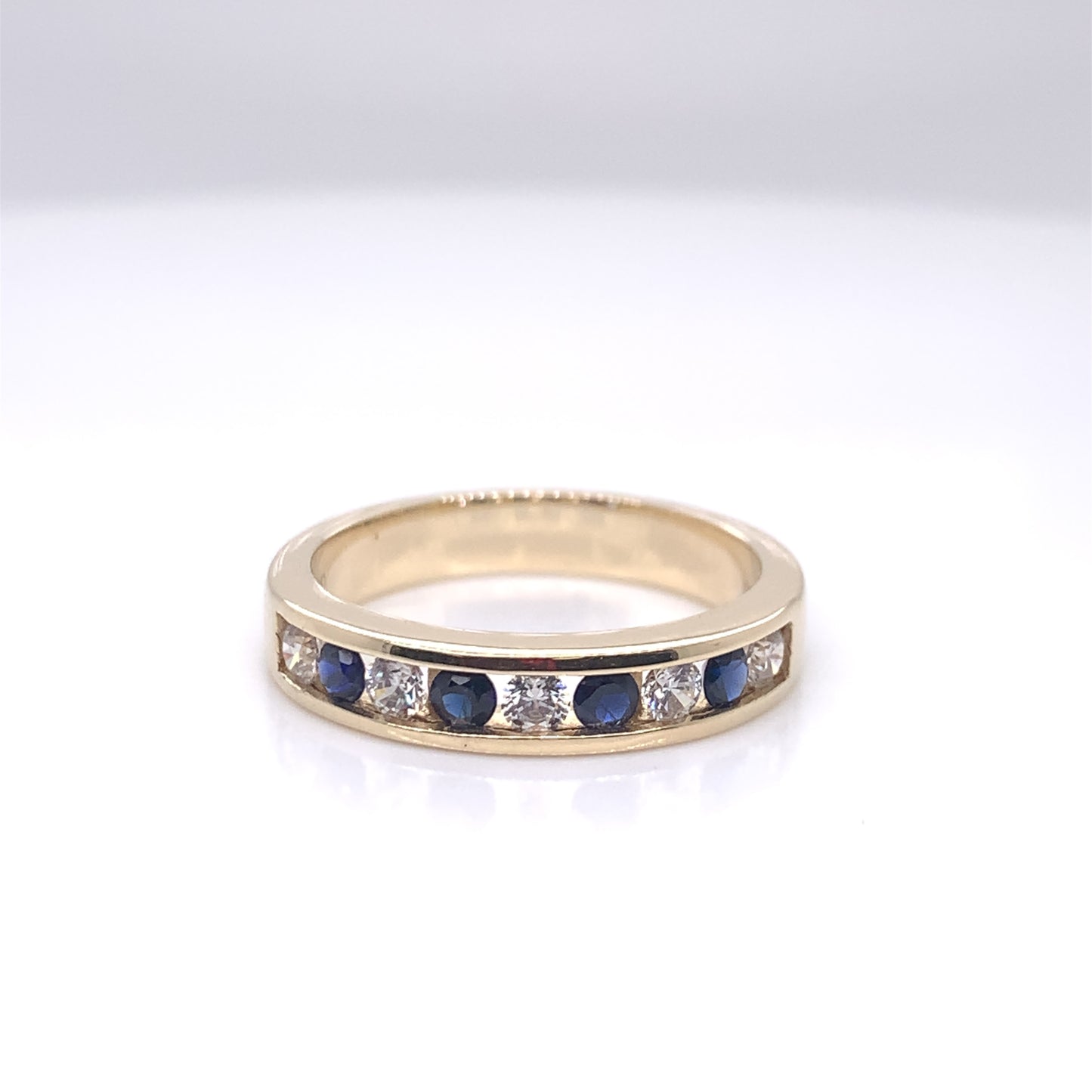 9ct Gold Created Sapphire & CZ Channel-set Eternity Ring