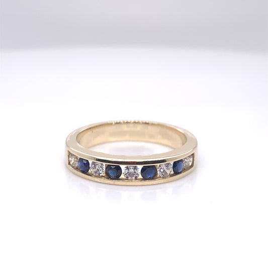 9ct Gold Created Sapphire & CZ Channel-set Eternity Ring