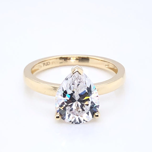 9ct Gold Teardrop CZ Solitaire Ring