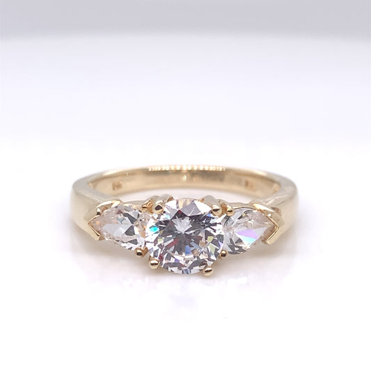 9ct Gold CZ Pear Trilogy Ring GRZ008