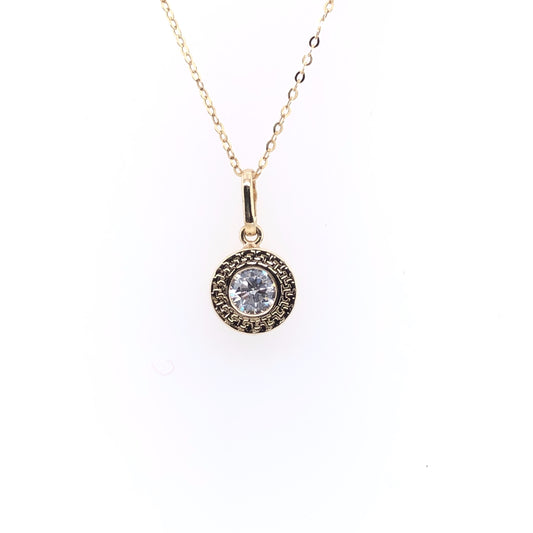 9ct Gold CZ Solitaire Pendant