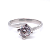 9ct White  Gold  CZ Twist Solitaire Ring