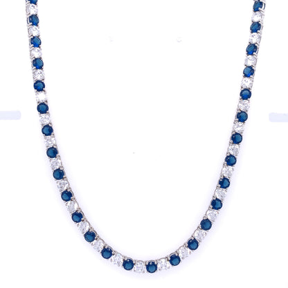 Sterling Silver 4mm Blue CZ Tennis Necklet CN8665SZ