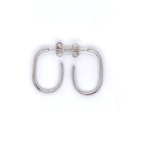 Sterling Silver 21mm Neat CZ Oval Hoop Earrings
