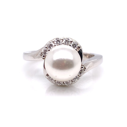 Diamonfire Pearl CZ Twist Ring