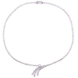 9ct White Gold CZ Spray Necklet