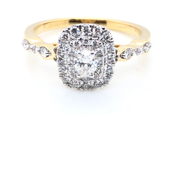 18ct Gold Diamond Vintage Halo 0.60ct Engagement Ring