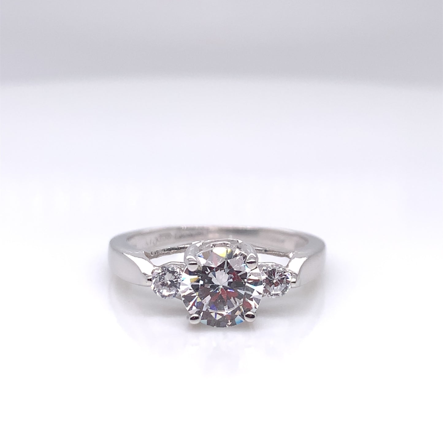 9ct White Gold CZ Trilogy Ring WRZ039