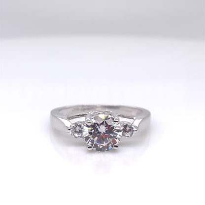 9ct White Gold CZ Trilogy Ring