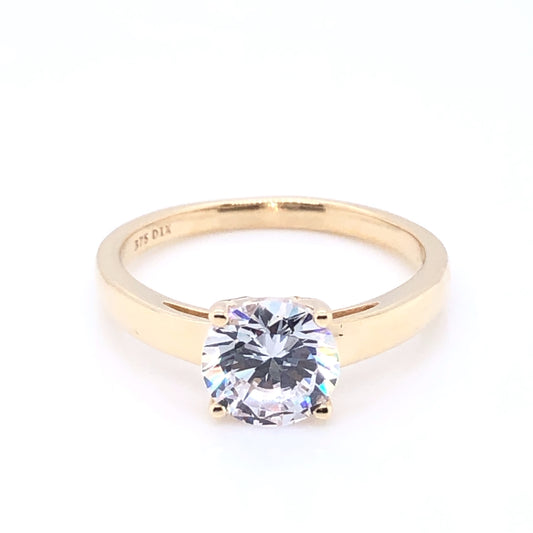 9ct Gold Classic CZ Solitaire Ring