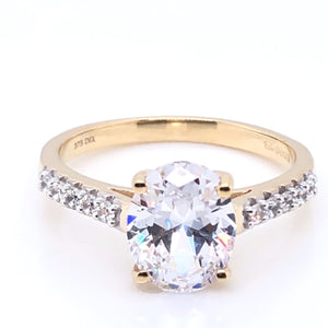 9ct Gold Oval CZ Ring with castel shoulders
