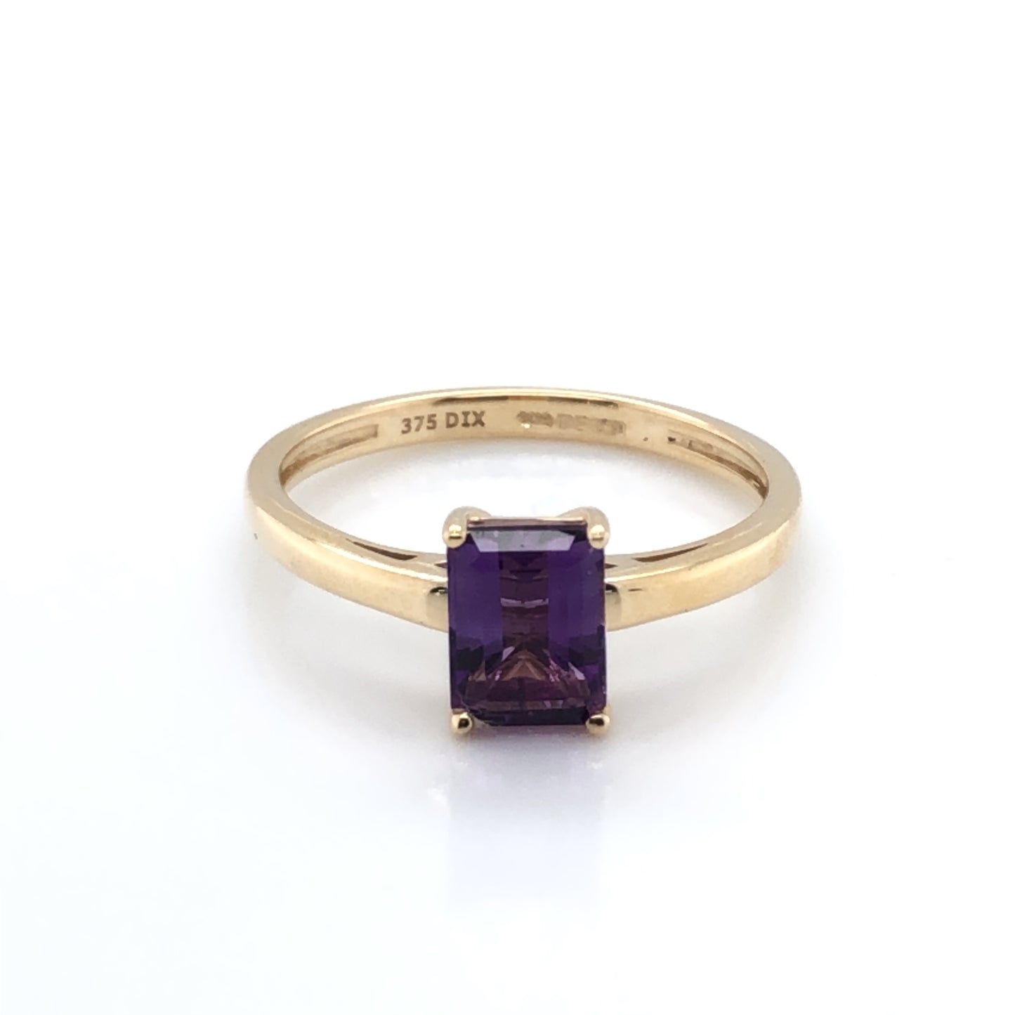 9ct Gold Amethyst Rectangular Ring GRX208