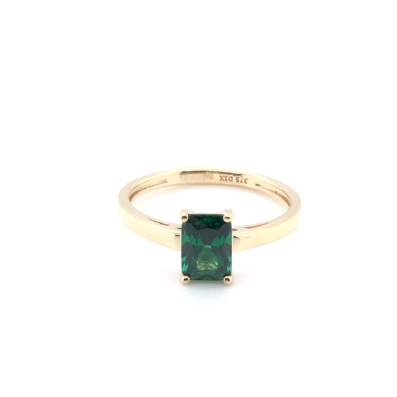 9ct  Gold Green CZ Rectangular Ring