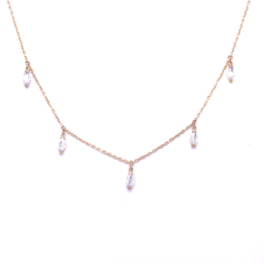 9ct Gold CZ Teardrops Necklace