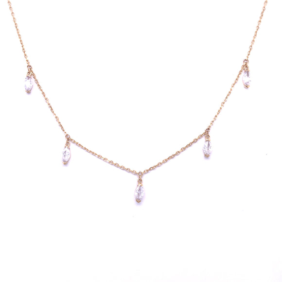 9ct Gold CZ Teardrops Necklace