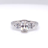 9ct White Gold CZ Oval Trilogy Ring