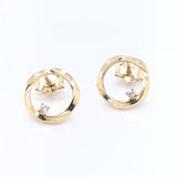 9ct Gold Twisted Circle with CZ Earrings