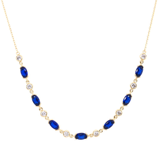 9ct Sapphire & CZ Necklace