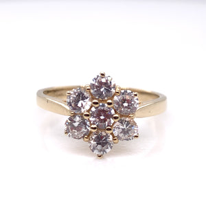 9ct Gold CZ Floral Cluster Ring