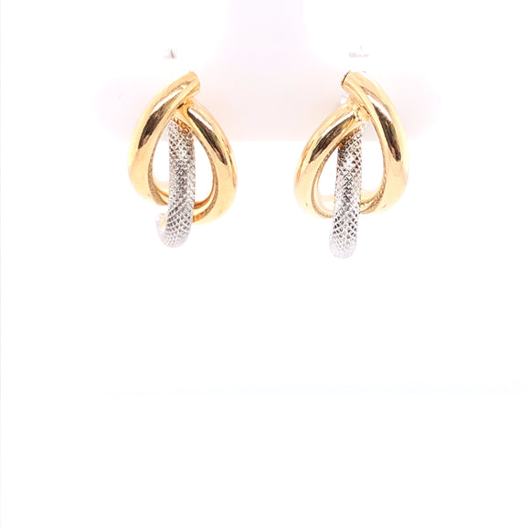 9ct Gold Two-tone Crossover Earrings GE886