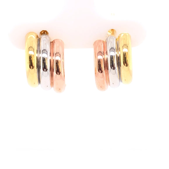 9ct Gold Classic Three-Colour Earrings