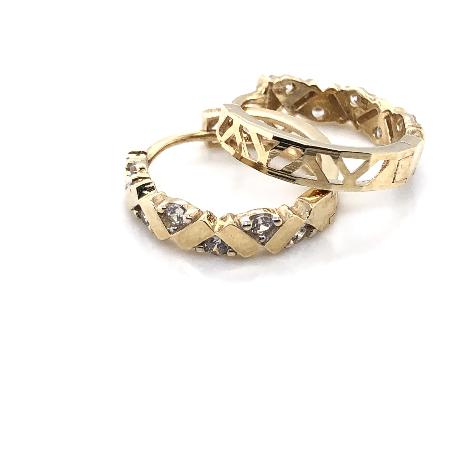 9ct Gold CZ Zig Zag Huggie Earrings