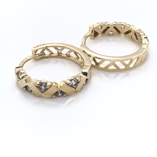 9ct Gold CZ Zig Zag Huggie Earrings