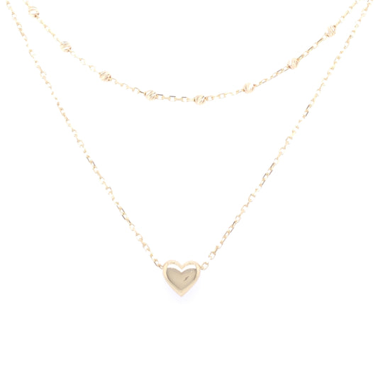 9ct Gold Layered Heart & Beads Necklace GP792