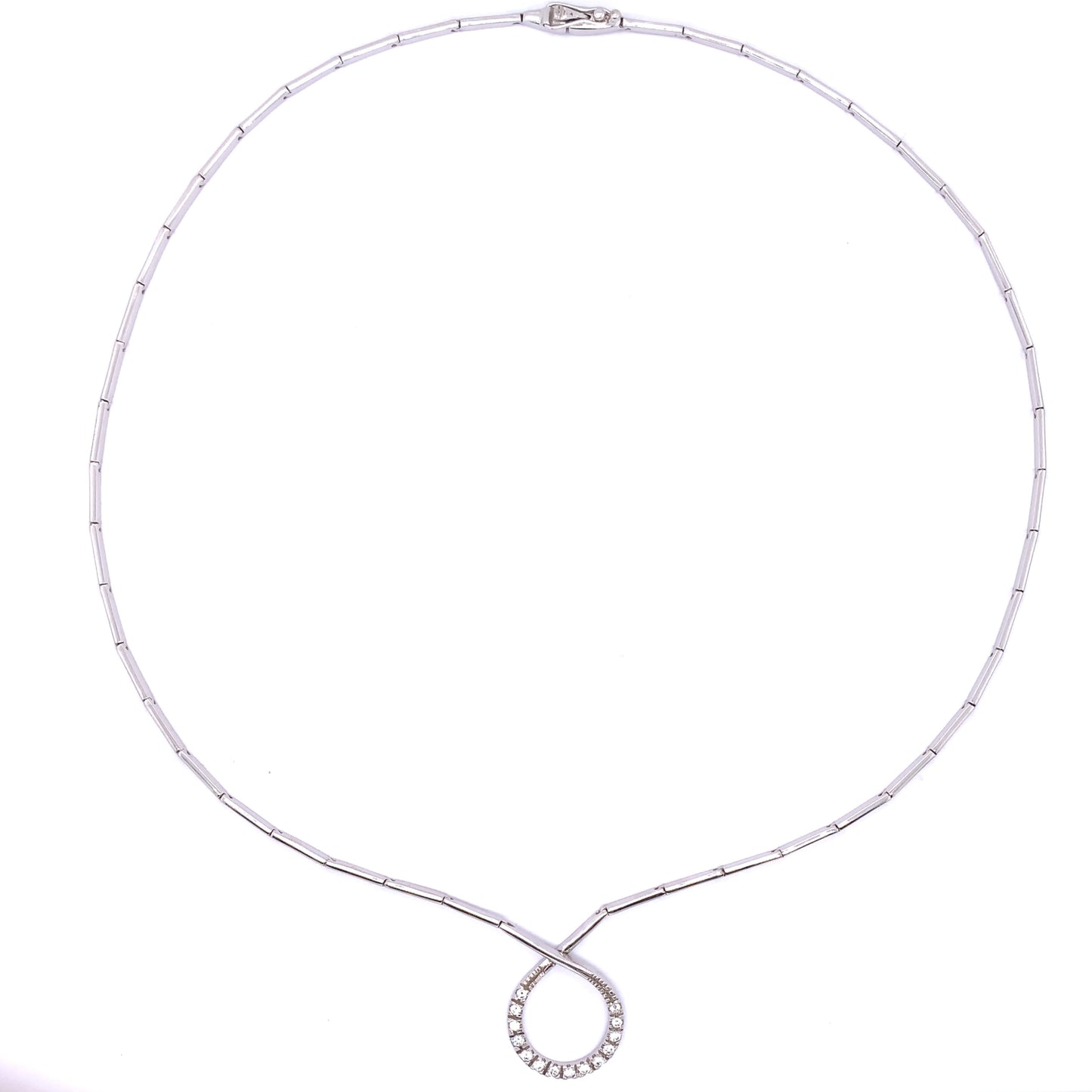 9ct White Gold CZ Loop Necklet