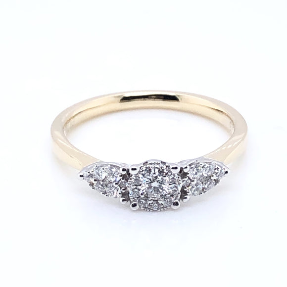 9ct Gold Diamond Trilogy 0.28ct Engagement Ring