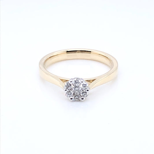 9ct Gold Diamond Solitaire Halo 0.25ct Engagement Ring Z176