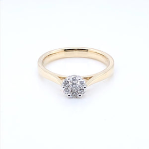 9ct Gold Diamond Solitaire Halo 0.25ct Engagement Ring