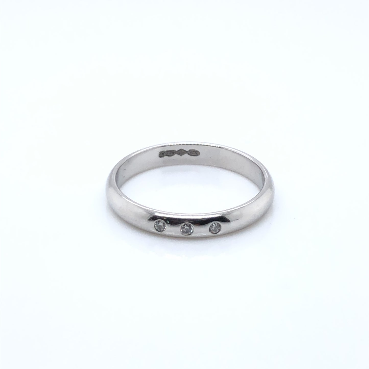 Platinum Three Diamond Wedding Band