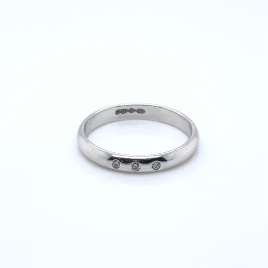 Platinum Three Diamond Wedding Band PW004