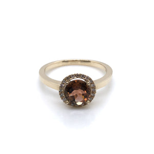 9ct Gold Tourmaline & Diamond Halo Ring