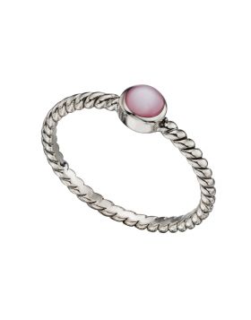 Sterling Silver Twisted Pink Pearl Ring R3377P
