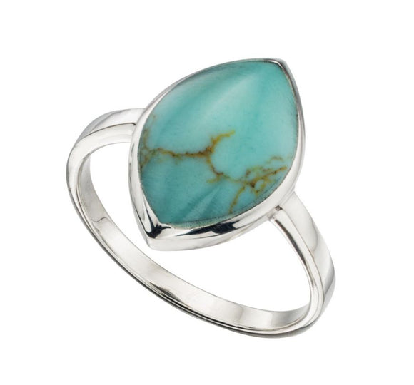 Sterling Silver Synthetic Turquoise Marquise Ring